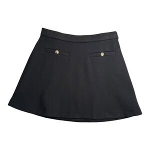 Crewcuts‎ Girls Black Ponte Skirt Gold Button Accents A-Line Kids Size 6-7 NWOT